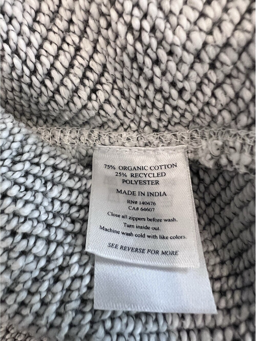 $198 FAHERTY Whitewater Full Zip Hoodie Jacket Men's XXL Grey Organic Cotton - Picture 8 of 10